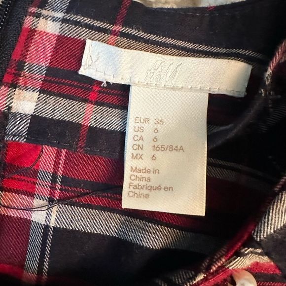 H&M Pearl Embellished Plaid Blouse - Picture 3 of 6